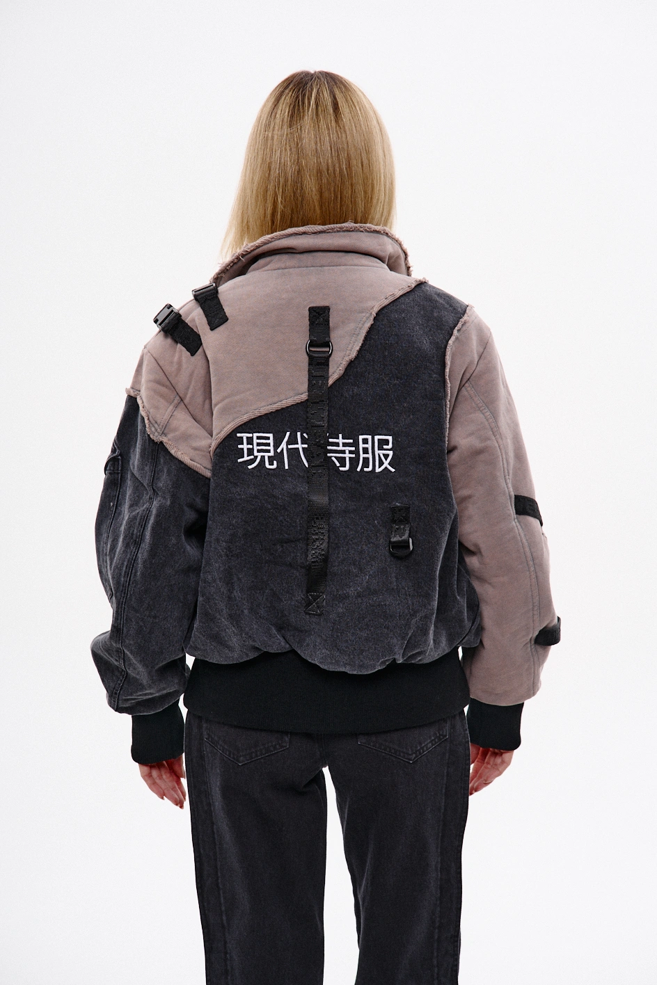 Жіночий бомбер із вареного деніму та котону 